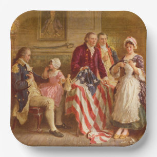 Betsy Ross, 1777 (American History) (USA Patriot) Paper Plate