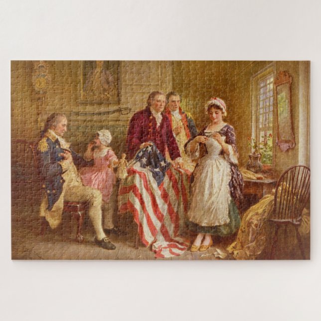 Betsy Ross, 1777 (by Jean Leon Gerome Ferris) Jigsaw Puzzle (Horizontal)