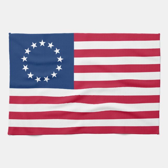 Betsy Ross American Flag Kitchen Towel (Horizontal)