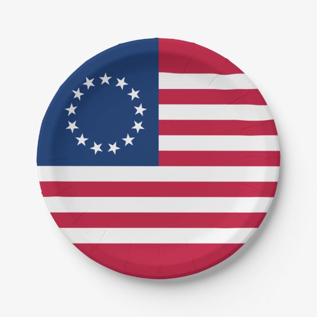 Betsy Ross American Flag Paper Plate (Front)
