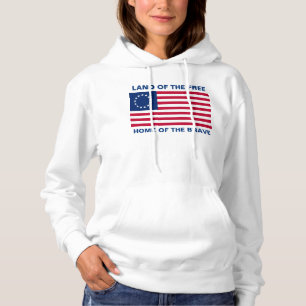 Betsy Ross American Flag Patriotic Red White Blue Hoodie