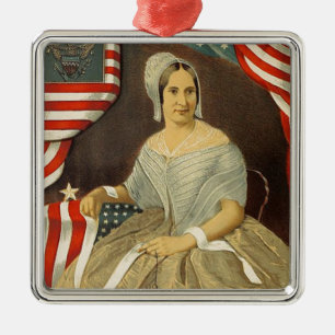 Betsy Ross First American Flag Vintage Portrait US Metal Ornament