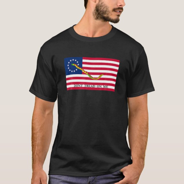 Betsy Ross First Naval Jack Flag USA T Shirt (Front)