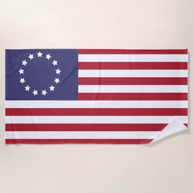 Betsy Ross Flag | 1776 American Flag Beach Towel (Front)
