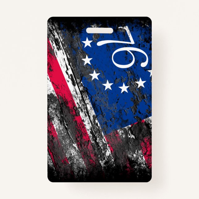 Betsy Ross Flag 1776 Patriotic 4th of July Badge (Front)