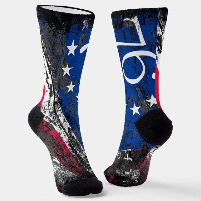 Betsy Ross Flag 1776 Patriotic 4th of July Socks (Angled)