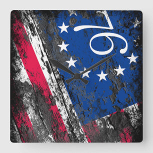 Betsy Ross Flag 1776 Patriotic 4th of July Square Wall Clock