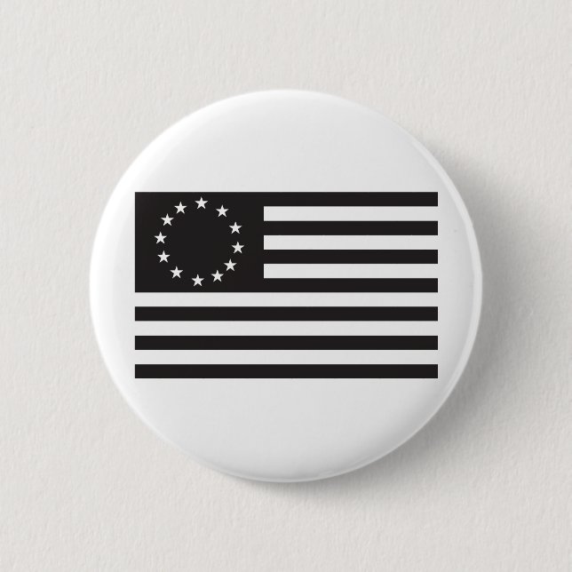 Betsy Ross Flag - Black 2 Inch Round Button (Front)