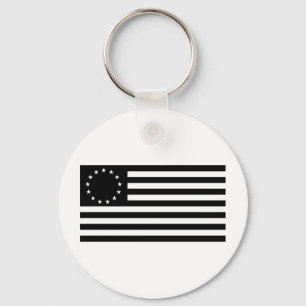 Betsy Ross Flag, Black Line Art Keychain