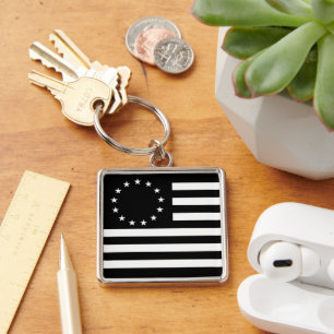 Betsy Ross Flag Blackout: American Stars Circle Keychain