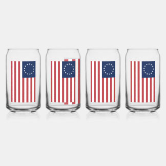 Betsy Ross Flag Design Drinkware Set Can Glass