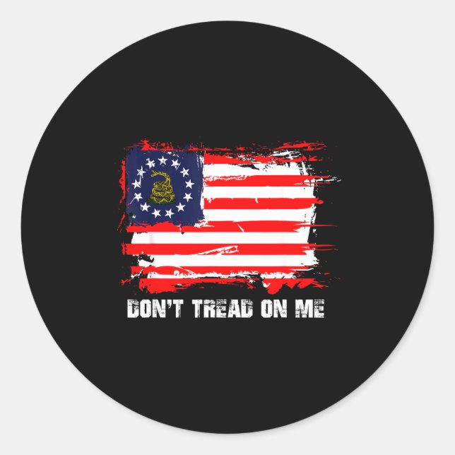 Betsy Ross Flag Don't Tread Patriot On Me  Classic Round Sticker (Front)