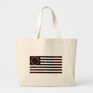 Betsy Ross Flag, Fiery Line Art Large Tote Bag