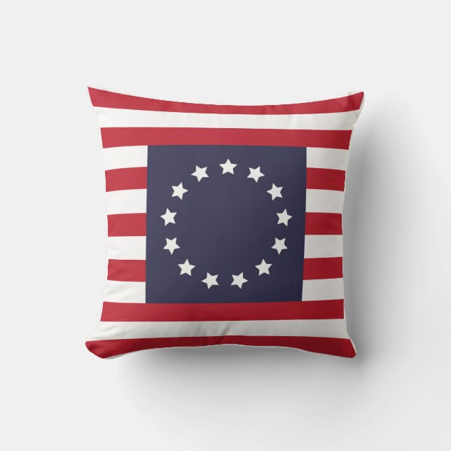 Betsy Ross Flag-inspired Throw Pillow (Front)