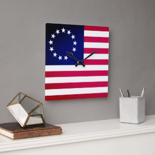 Betsy Ross Flag Square Wall Clock