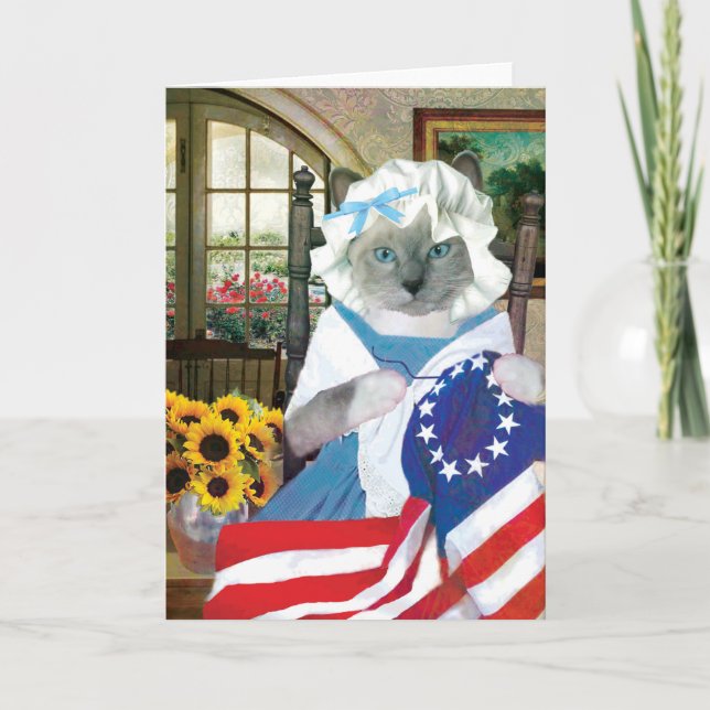 Betsy Ross Kitten Greeting Card (Front)