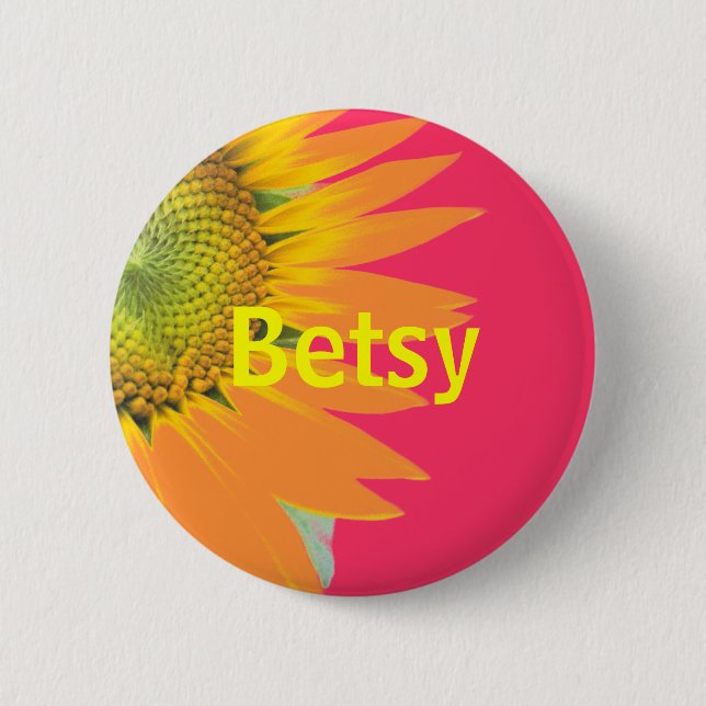 Betsy Sunflower rose et jaune Bright Name Badge (Devant)