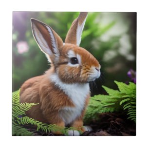 Betsy The Brown And White Bunny, Ceramic Tile
