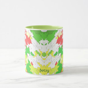 BETSY ~ White Green Red Yellow CHRISTMAS   Mug