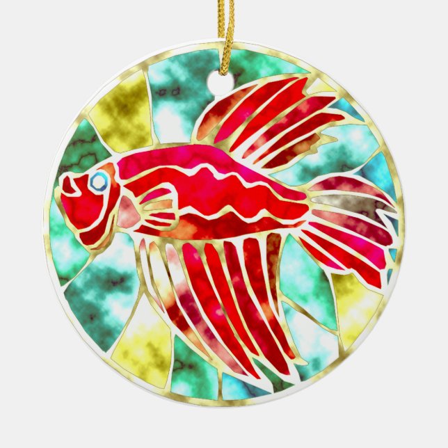 Betta Bliss Ceramic Ornament (Front)