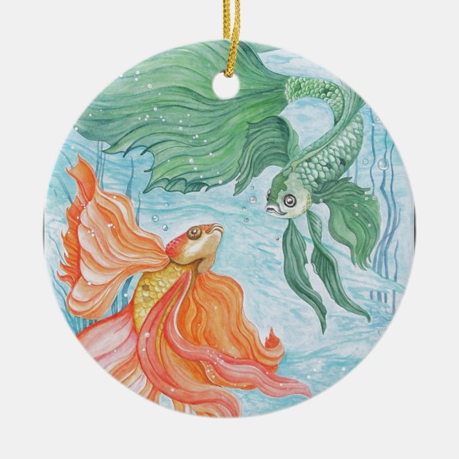 Betta Dance Ceramic Ornament (Front)