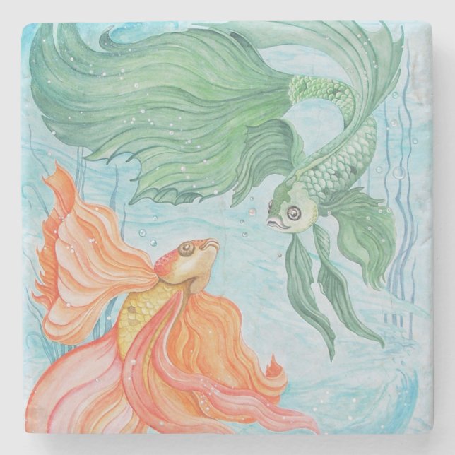 Betta Dance Stone Coaster (Front)