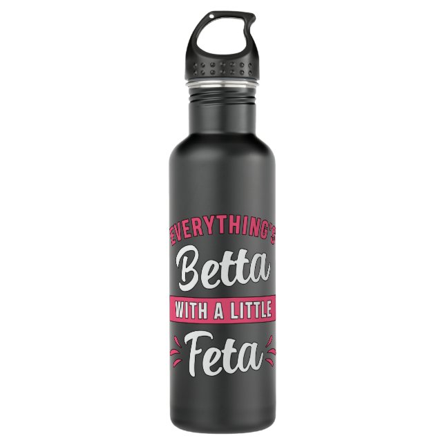 Betta Fish Betta With A Little Feta Fighting Fish 710 Ml Water Bottle (Front)