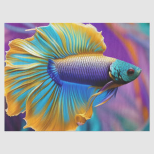 Betta Fish, blue gold purple Tissue Paper