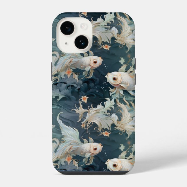 Betta Fish Blue White iPhone Case (Back)