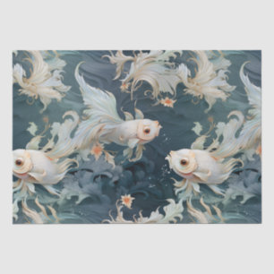 Betta Fish Blue White Tissue Paper