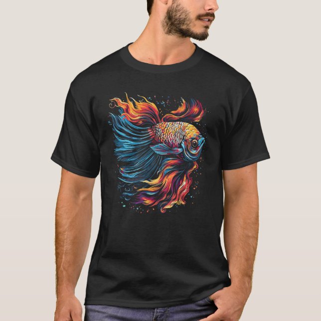 Betta Fish Cool Abstract Colorful T-Shirt (Front)