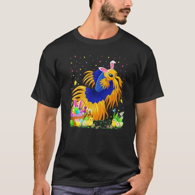 Betta Fish Easter Egg Hunt Bunny Betta Easter Sund T-Shirt (Front)