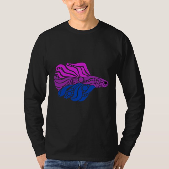 Betta Fish Pink Purple Blue Pride T-Shirt (Front)