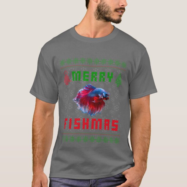 Betta Fish Siamese Fighting Fish Christmas Sweater (Front)