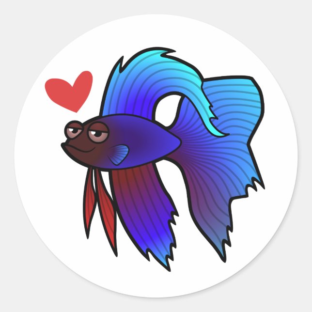 Betta Fish / Siamese Fighting Fish Love Classic Round Sticker (Front)
