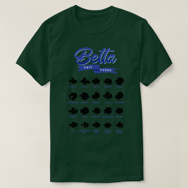 Betta Fish tail types T-Shirt (Design Front)