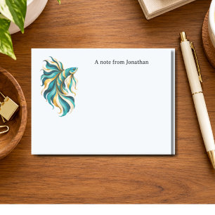 Betta Fish Turquoise Personalized Post-it Notes