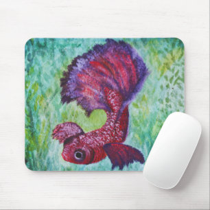 Betta fish watercolor mouse pad