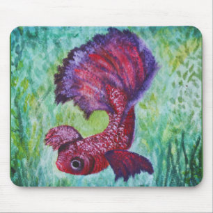 Betta fish watercolor mouse pad