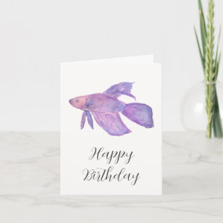 Betta Fish Watercolor Pencil Birthday Card