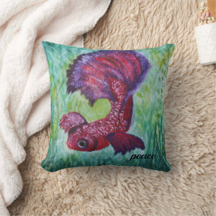 Betta fish watercolor  throw pillow