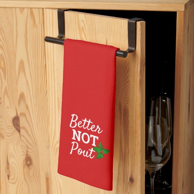 Better Not Pout Funny Christmas Saying Red White Kitchen Towel (Thirds Fold)