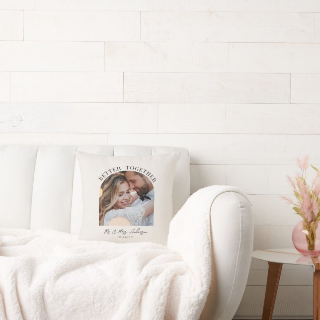 Better together arch photo wedding gift home decor throw pillow (Couch)