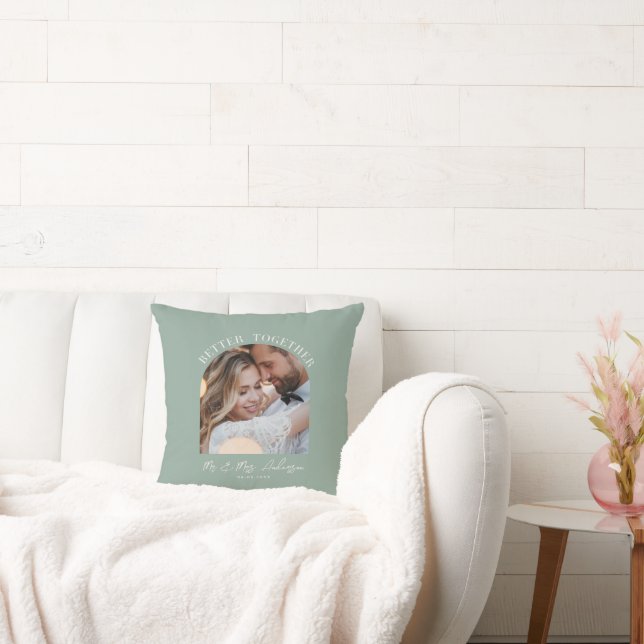 Better together arch photo wedding gift home decor throw pillow (Couch)