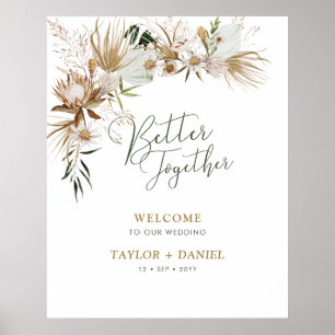 Better Together   Boho Bohemian Wedding Welcome Poster