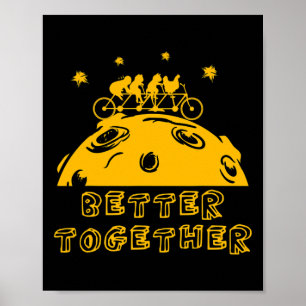 Better Together Cat Chicken Tandem Bicycle Bike Pl Poster