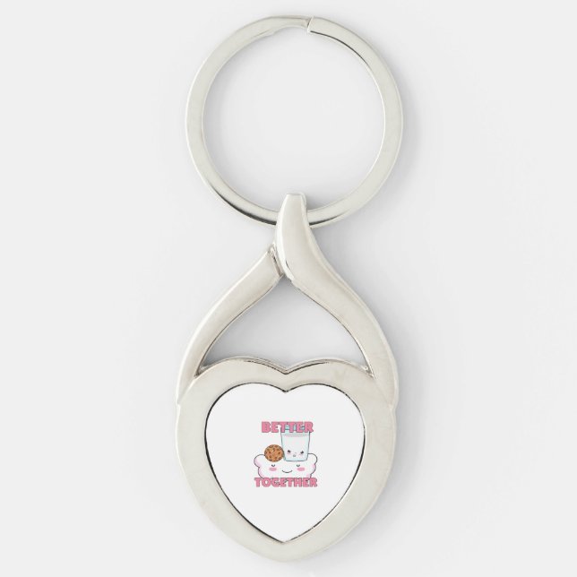 Better Together Chocolate Chip Cookie and Milk Pla Keychain (Front)