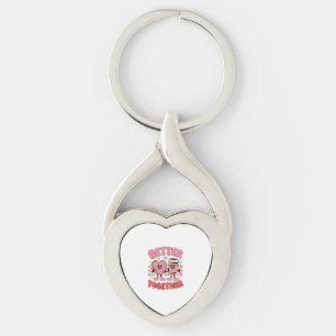 Better Together Coffee Donut Retro Groovy Style  Keychain