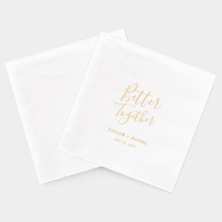 Better Together | Couples Name Custom Wedding Foil Napkins