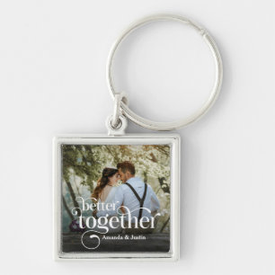 Better Together Couples Photo Keychain